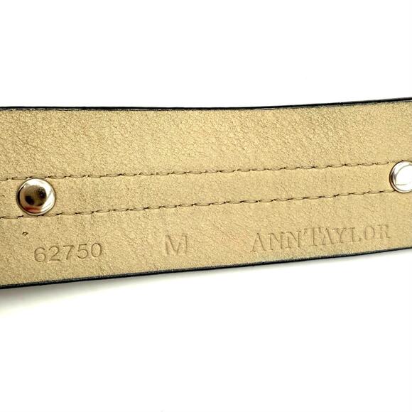 Vintage Ann Taylor Black Leather Belt M Velvet Trim Studs Distressed Buckle Y2K - Picture 8 of 8